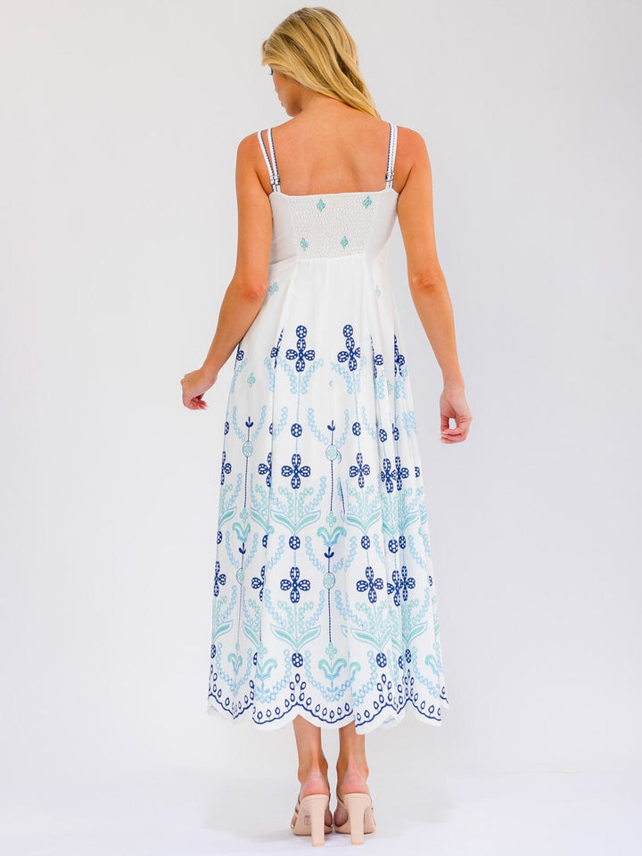 WOMEN'S SLEEVELESS BUTTONS FLORAL PRINT MAXI DRESS