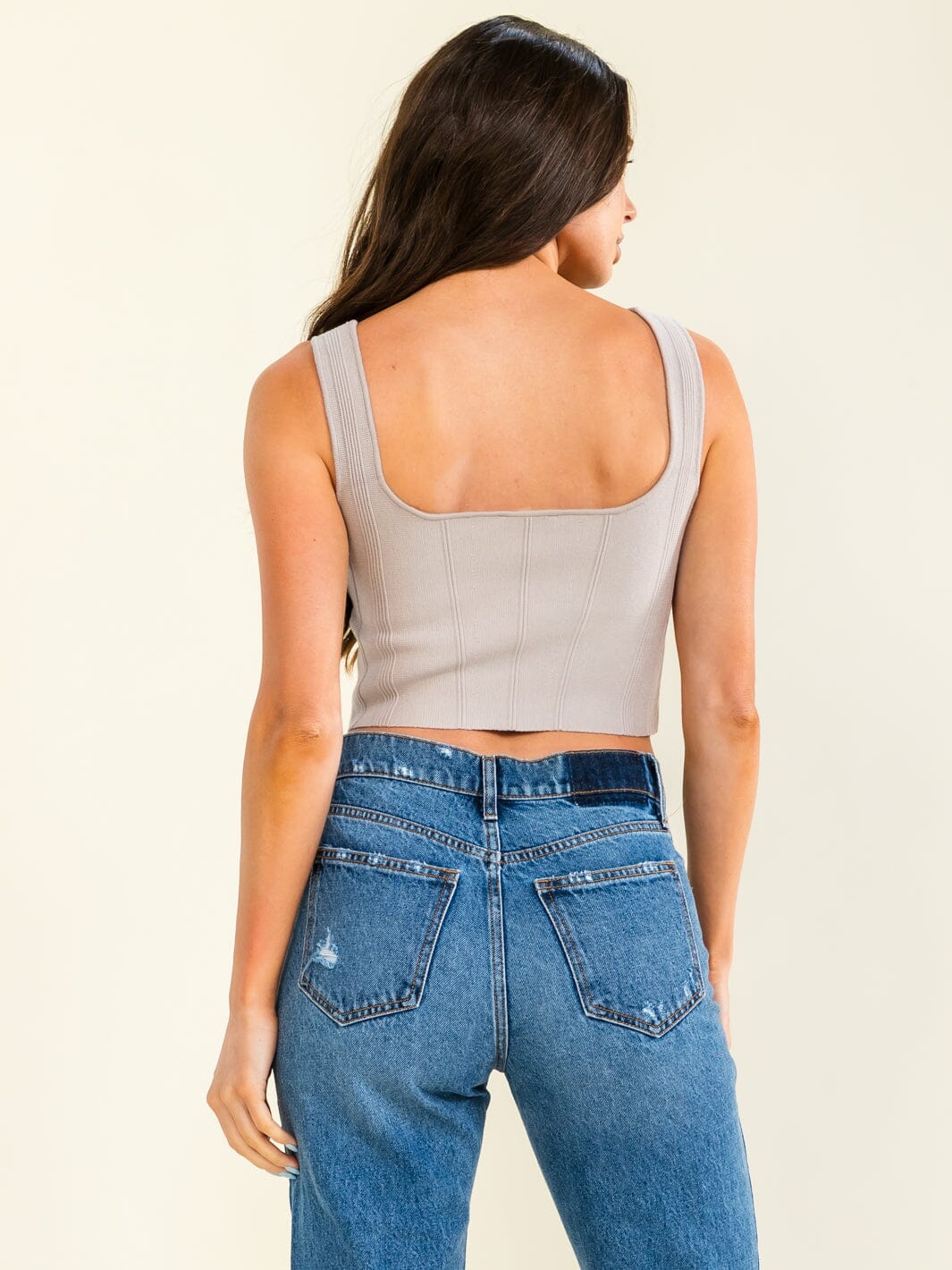 *******WOMEN'S SLEEVELESS SQUARE NECK RIBBED CROP TOP