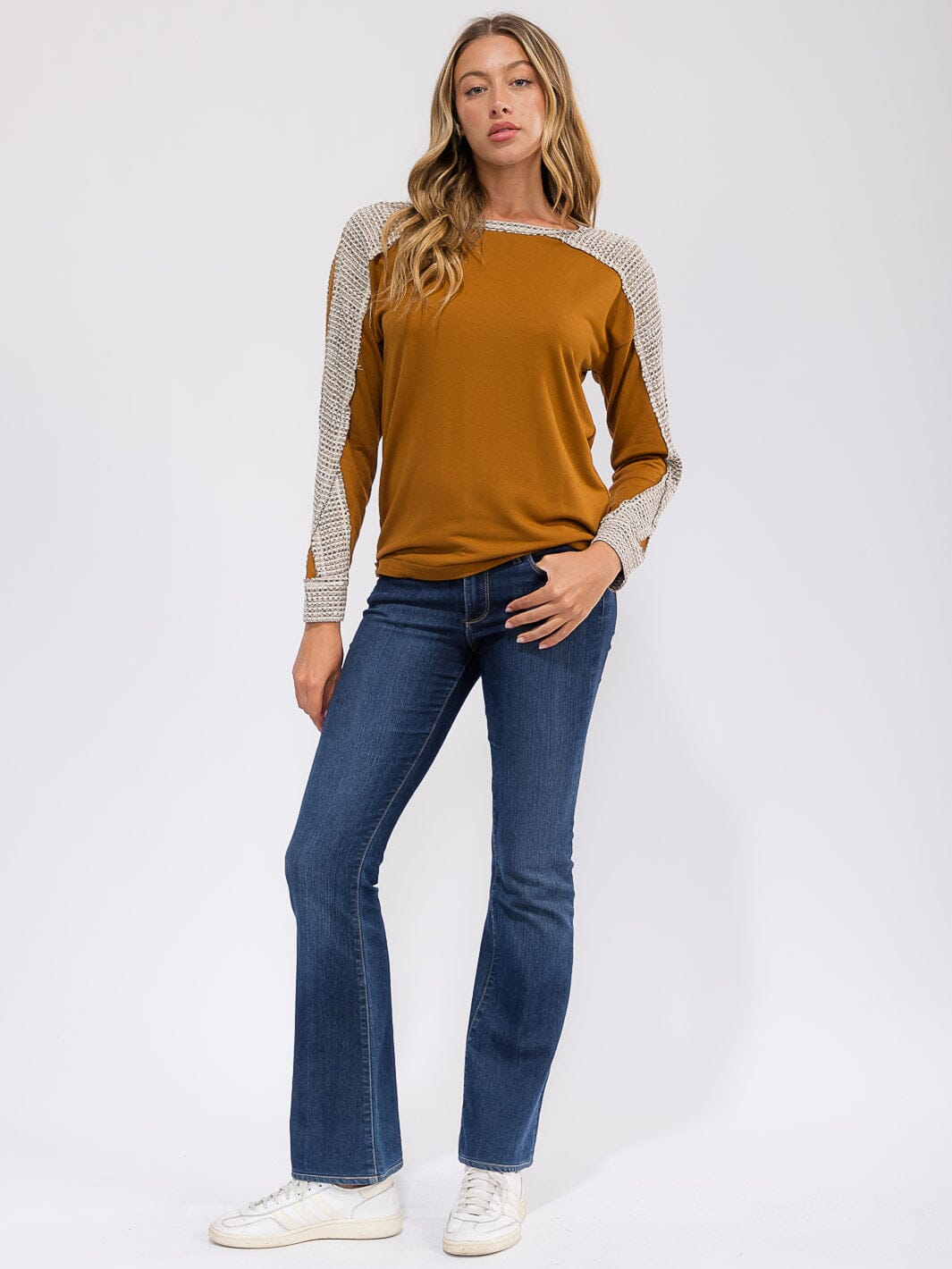 WOMEN'S LONG SLEEVE ANIMAL PRINT DETAILED TOP