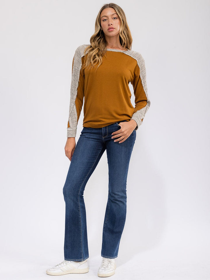 WOMEN'S LONG SLEEVE ANIMAL PRINT DETAILED TOP