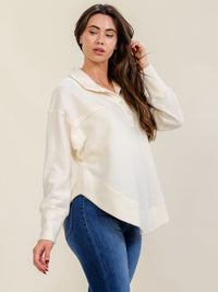 WOMEN'S LONG SLEEVE V-NECK BUTTON CLOSURE TOP
