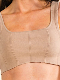 WOMEN'S SLEEVELESS SQUARE NECK RIBBED CROP TOP