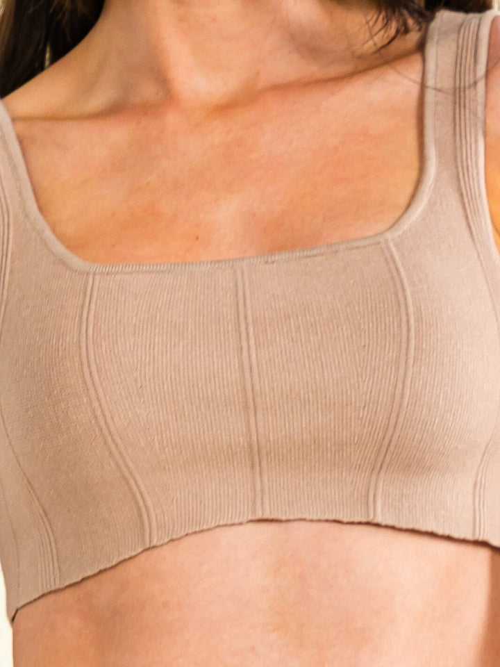 WOMEN'S SLEEVELESS SQUARE NECK RIBBED CROP TOP