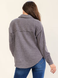 WOMEN'S LONG SLEEVE V-NECK BUTTON CLOSURE TOP