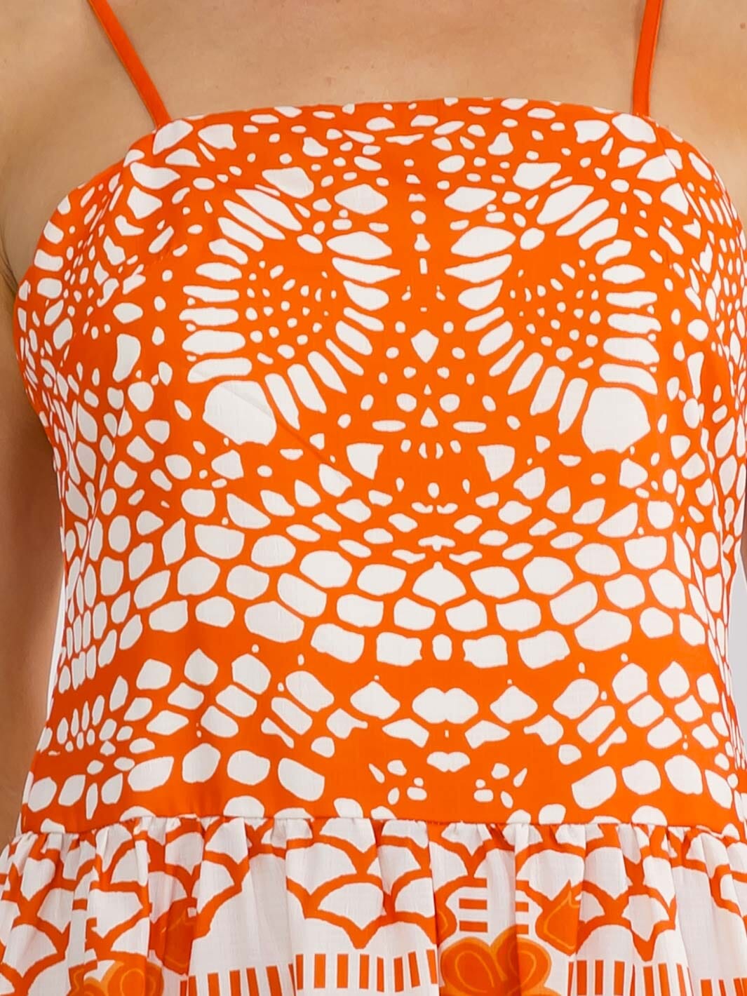 WOMEN'S SLEEVELESS SQUARE NECK MULTI PRINT MAXI DRESS