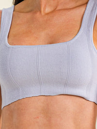 WOMEN'S SLEEVELESS SQUARE NECK RIBBED CROP TOP