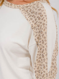 WOMEN'S LONG SLEEVE ANIMAL PRINT DETAILED TOP
