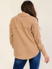 WOMEN'S LONG SLEEVE V-NECK BUTTON CLOSURE TOP