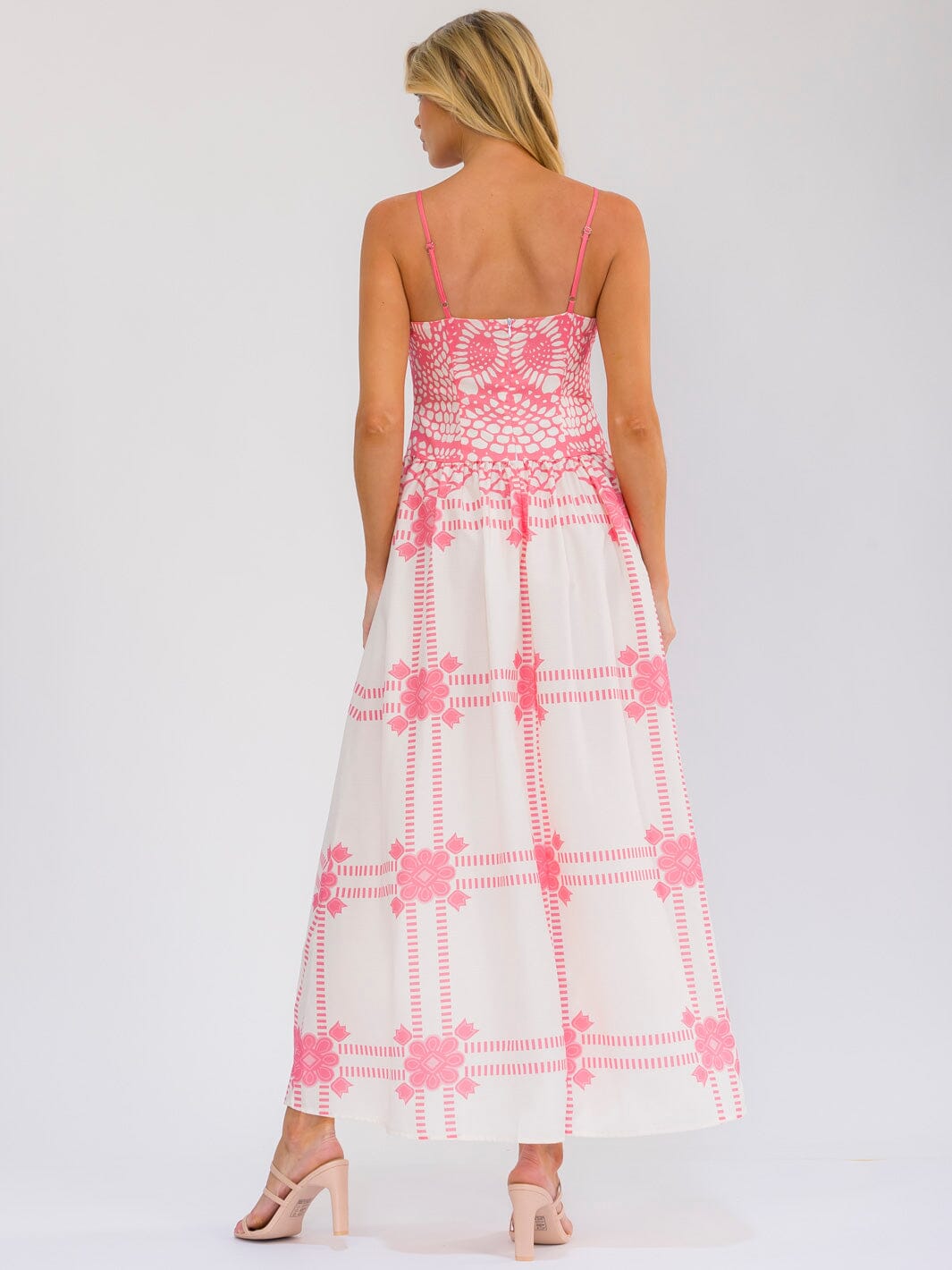 WOMEN'S SLEEVELESS SQUARE NECK MULTI PRINT MAXI DRESS