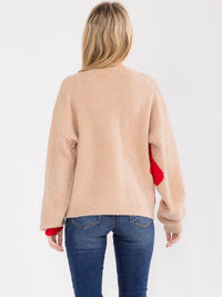 WOMEN'S LONG SLEEVE BUTTON CLOSURE GRAPHIC KNIT SWEATER