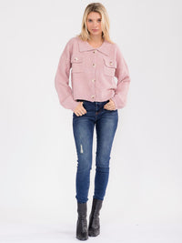 WOMEN'S LONG SLEEVE BUTTON CLOSURE SWEATER