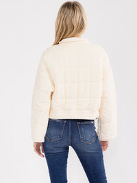 WOMEN'S LONG SLEEVE ZIPPER CLOSURE FRONT POCKETS PUFFER JACKET