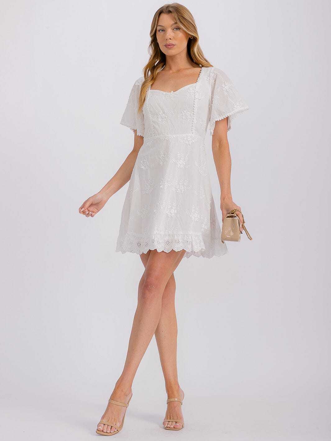 WOMEN'S SHORT SLEEVE DETAILED MINI DRESS