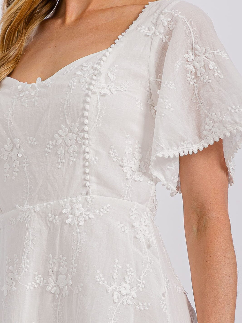 WOMEN'S SHORT SLEEVE DETAILED MINI DRESS