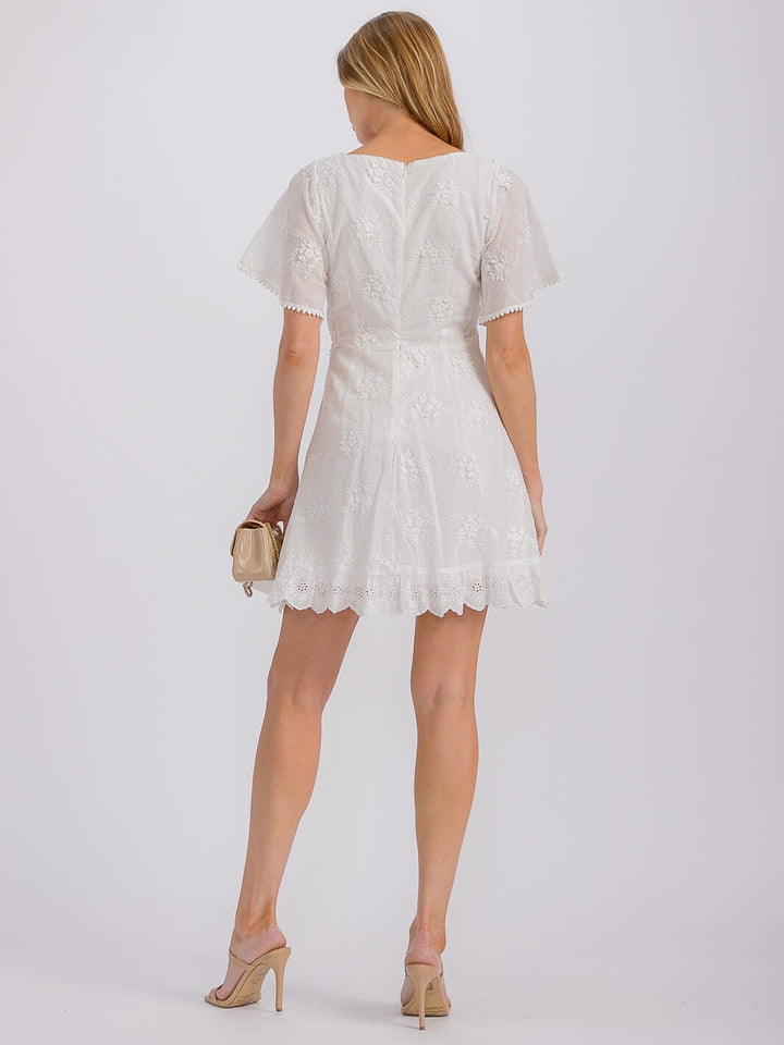 WOMEN'S SHORT SLEEVE DETAILED MINI DRESS