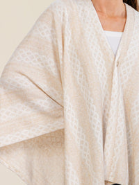 WOMEN'S LONG SLEEVE BUTTON CLOSURE COLORBLOCK PONCHO