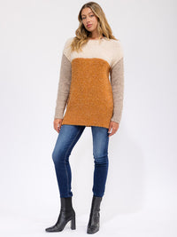 WOMEN'S LONG SLEEVE KNIT COLORBLOCK PULLOVER SWEATER