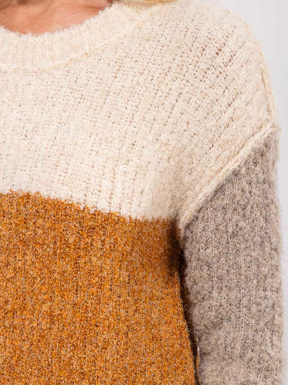 WOMEN'S LONG SLEEVE KNIT COLORBLOCK PULLOVER SWEATER