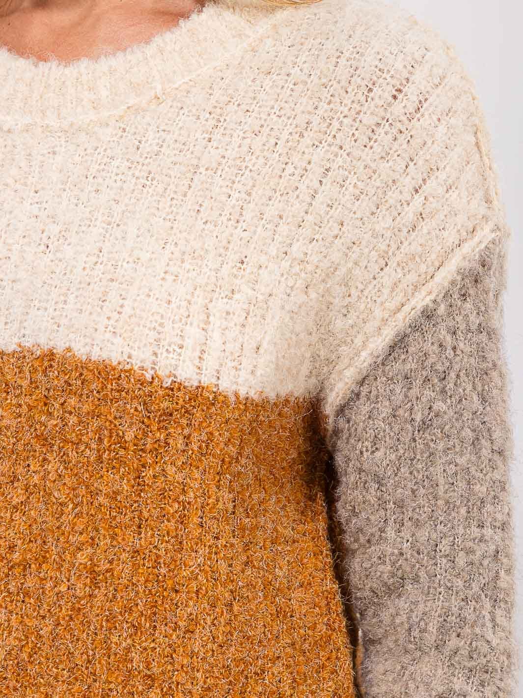 WOMEN'S LONG SLEEVE KNIT COLORBLOCK PULLOVER SWEATER