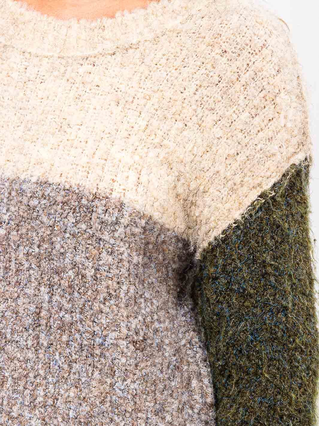 WOMEN'S LONG SLEEVE KNIT COLORBLOCK PULLOVER SWEATER