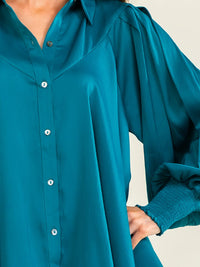 ENTRO WOMEN'S LONG SLEEVE BUTTON UP LOOSE FIT TUNIC BLOUSE