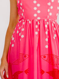 WOMEN'S SLEEVELESS SMOCK MULTI PRINT MAXI DRESS