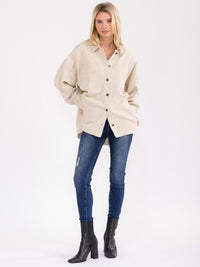 WOMEN'S LONG SLEEVE BUTTON CLOSURE FRONT POCKETS DENIM JACKET