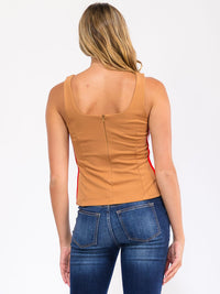 WOMEN'S SLEEVELESS SIDE STRIPE TANK TOP