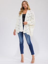 WOMEN'S LONG SLEEVE OPEN FRONT CROCHET CARDIGAN