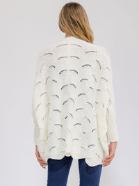 WOMEN'S LONG SLEEVE OPEN FRONT CROCHET CARDIGAN