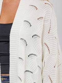WOMEN'S LONG SLEEVE OPEN FRONT CROCHET CARDIGAN