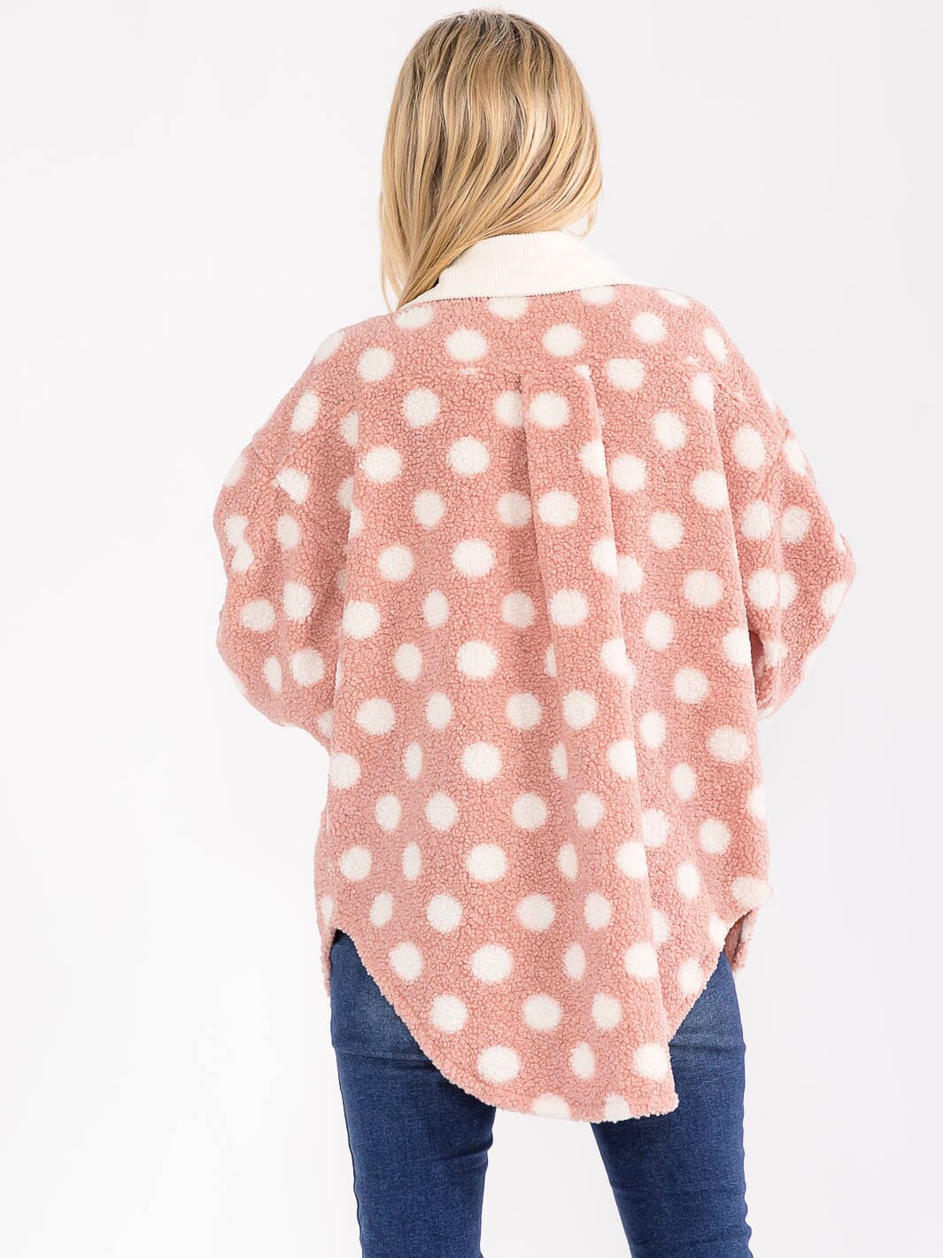 WOMEN'S LONG SLEEVE BUTTON CLOSURE FRONT POCKETS POLKA DOTS JACKET