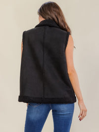 *****WOMEN'S SLEEVELESS ZIP UP FRONT POCKETS SHERPA CONTRAST VEST