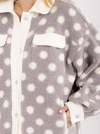 WOMEN'S LONG SLEEVE BUTTON CLOSURE FRONT POCKETS POLKA DOTS JACKET