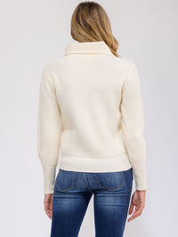 WOMEN'S LONG SLEEVE BUTTON CLOSURE RIBBED KNIT SWEATER