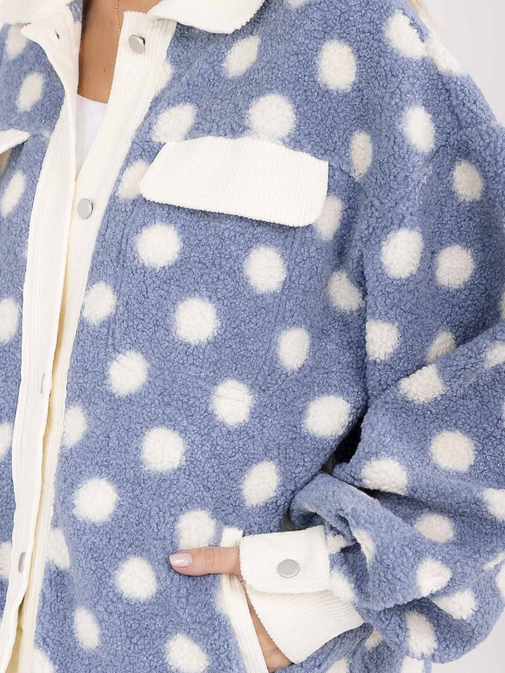 WOMEN'S LONG SLEEVE BUTTON CLOSURE FRONT POCKETS POLKA DOTS JACKET