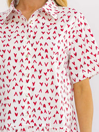 WOMEN'S SHORT SLEEVE BUTTON UP LOOSE FIT PRINT MINI DRESS