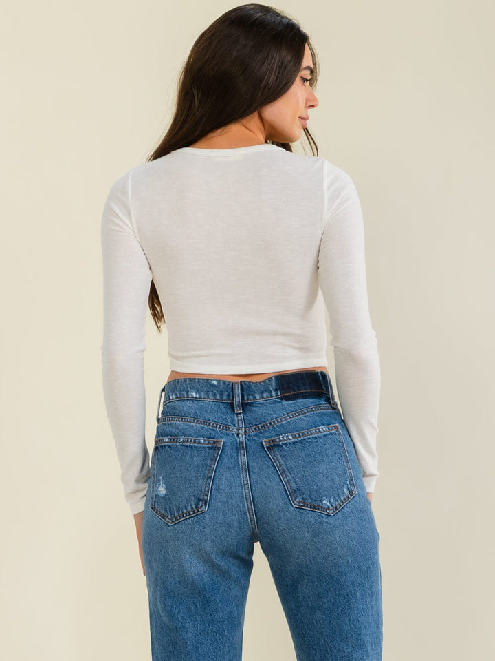 ENTRO WOMEN'S LONG SLEEVE BASIC CROP TOP