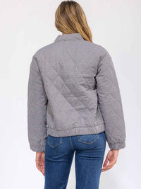 WOMEN'S LONG SLEEVE FRONT POCKETS ZIPPER CLOSURE PUFFER JACKET
