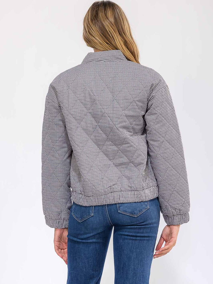 WOMEN'S LONG SLEEVE FRONT POCKETS ZIPPER CLOSURE PUFFER JACKET