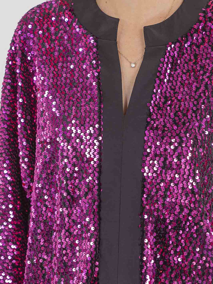 WOMEN'S 3/4 SLEEVE V-NECK SEQUINS TUNIC BLOUSE