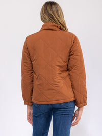 WOMEN'S LONG SLEEVE FRONT POCKETS ZIPPER CLOSURE SHERPA PUFFER JACKET