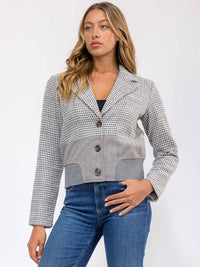 WOMEN'S LONG SLEEVE BUTTON CLOSURE CONTRAST BLAZER
