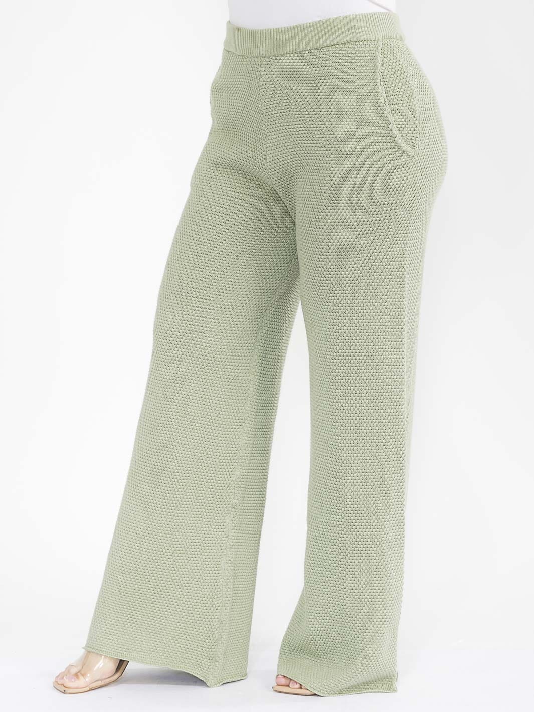 PLUS SIZE ELASTIC WAIST FRONT POCKETS WIDE LEG DETAILED PANTS