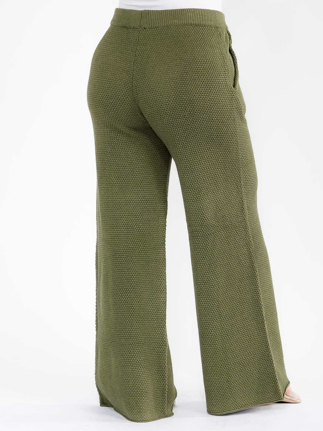 PLUS SIZE ELASTIC WAIST FRONT POCKETS WIDE LEG DETAILED PANTS