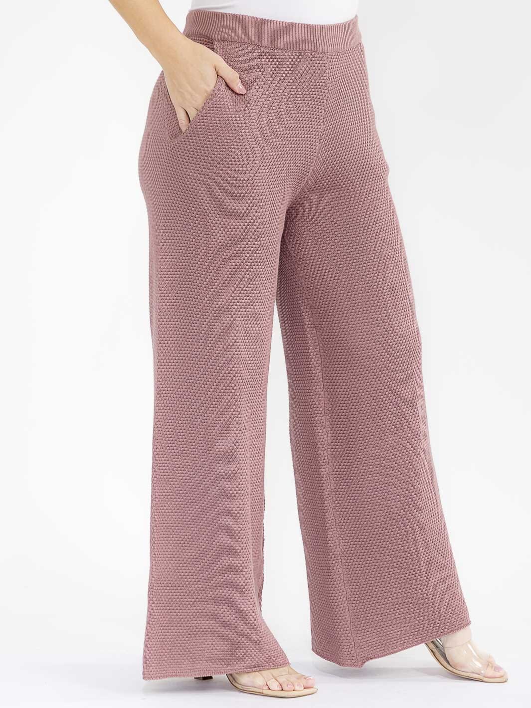PLUS SIZE ELASTIC WAIST FRONT POCKETS WIDE LEG DETAILED PANTS