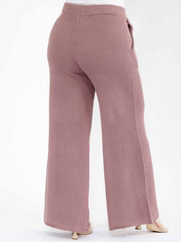 PLUS SIZE ELASTIC WAIST FRONT POCKETS WIDE LEG DETAILED PANTS