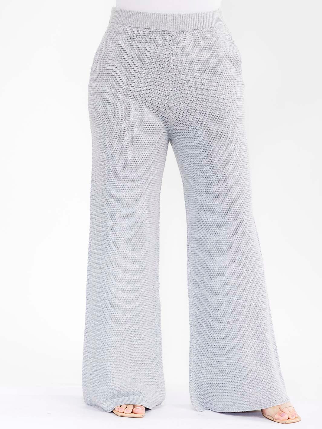 PLUS SIZE ELASTIC WAIST FRONT POCKETS WIDE LEG DETAILED PANTS