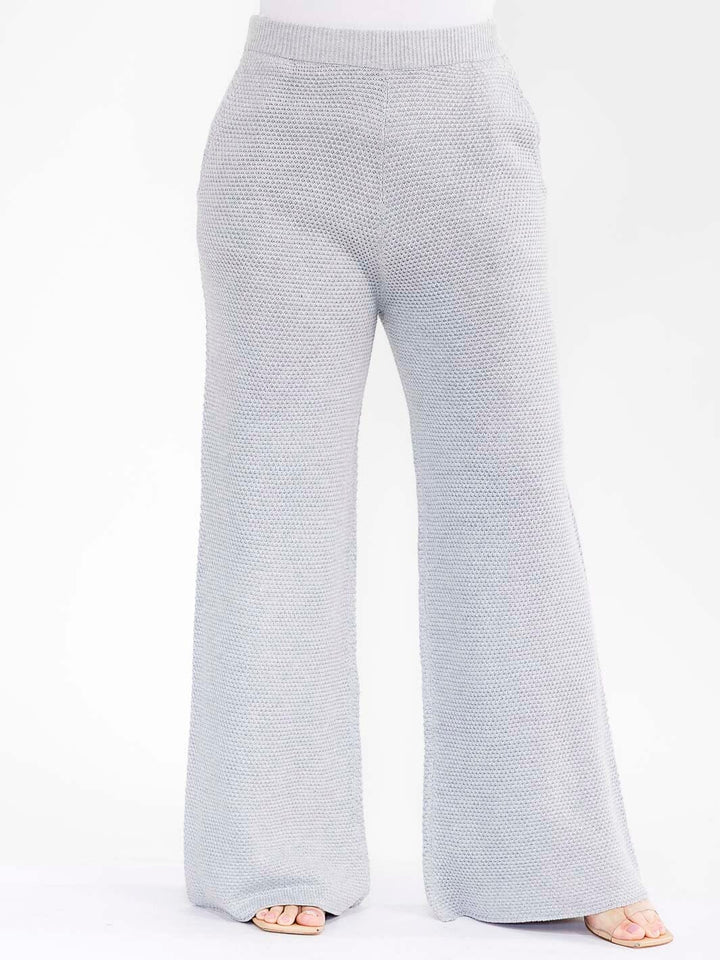 PLUS SIZE ELASTIC WAIST FRONT POCKETS WIDE LEG DETAILED PANTS