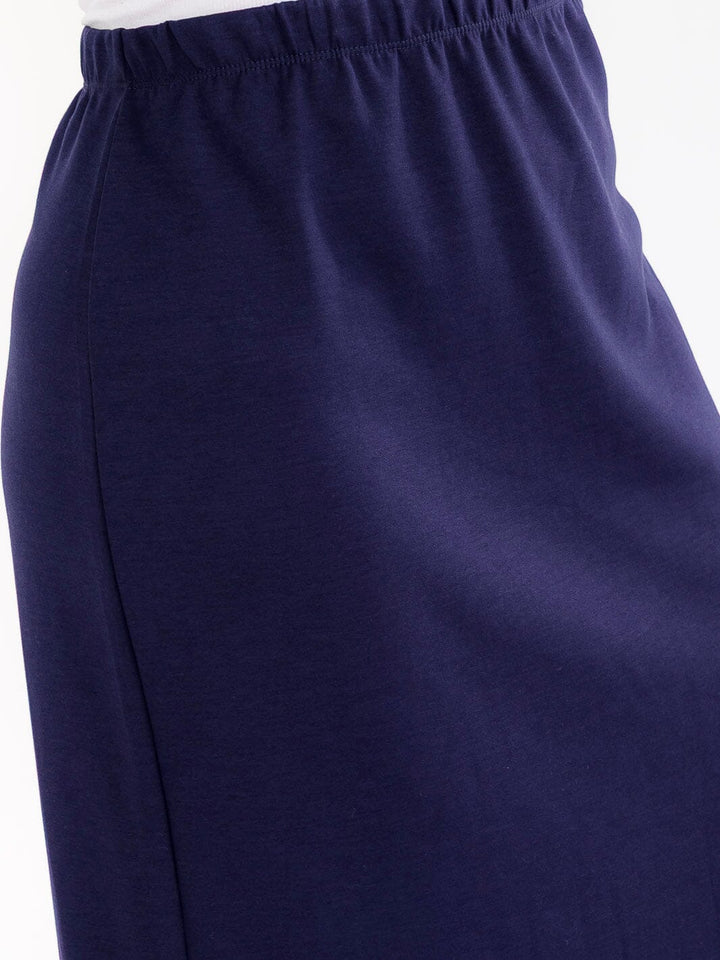 PLUS SIZE ELASTIC WAIST SOLID MIDI SKIRT